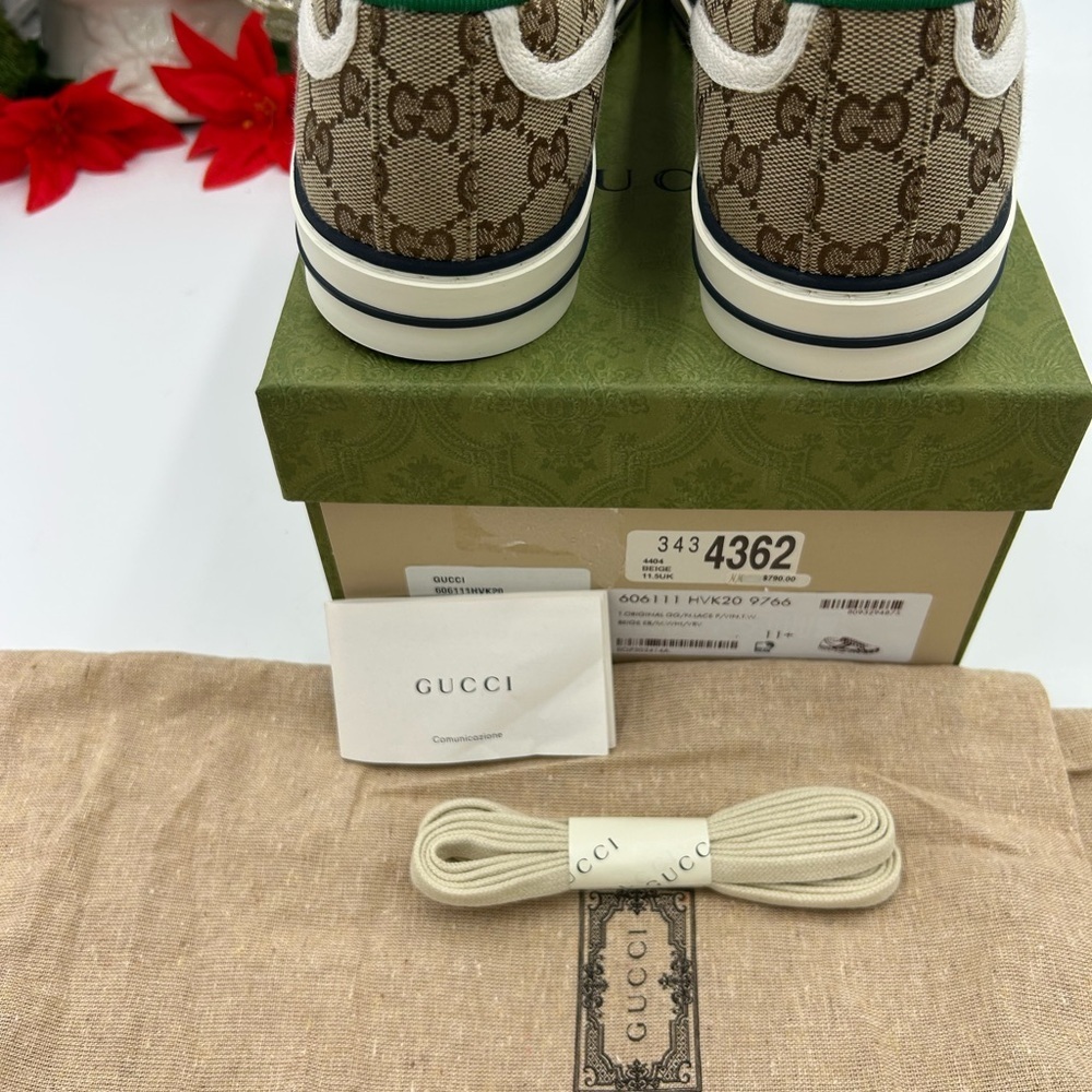 Gucci tennis 1977 low top GG canvas sneaker sized 11.5 fits 12 US made in Italy - Picture 9 of 12